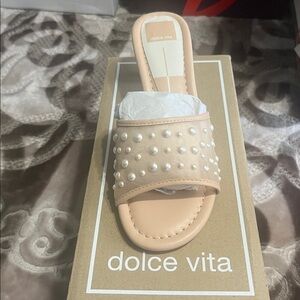 Dolce Vita Beige Pearl Slide Sandals
